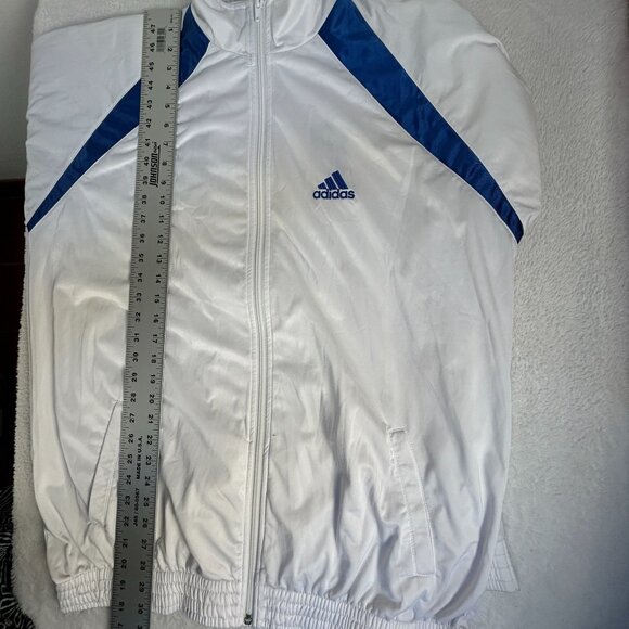 Adidas Mens White & Blue Karate Martial Art Jacket XXL Zip Up Activewear Pockets - Picture 11 of 11